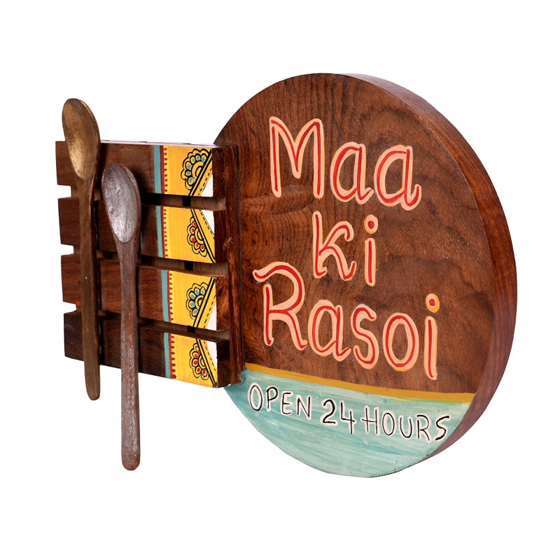 Maa Ki Rasoi Handcrafted Wooden Wall Accent media 3