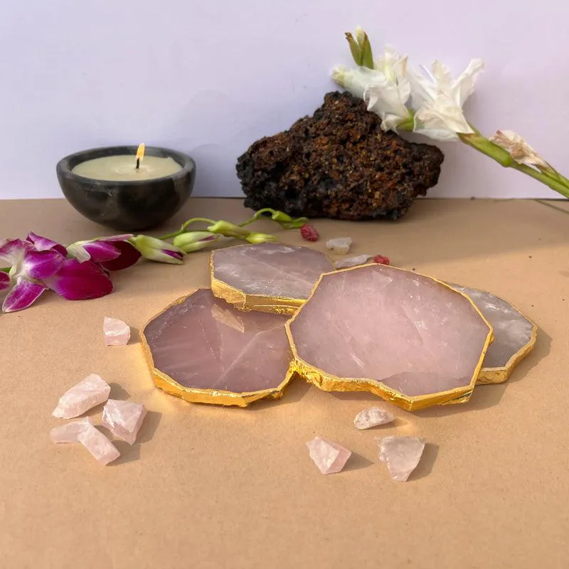Emberlyn Handcrafted Rose Quarts Coaster - Set Of Four media 1