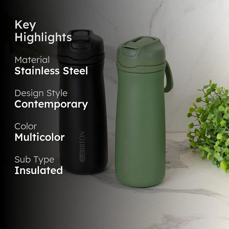 H2O Splash Hot & Cold Thermos Water Bottle (Black & Green, 600 mL Each) - Set Of Two media 2
