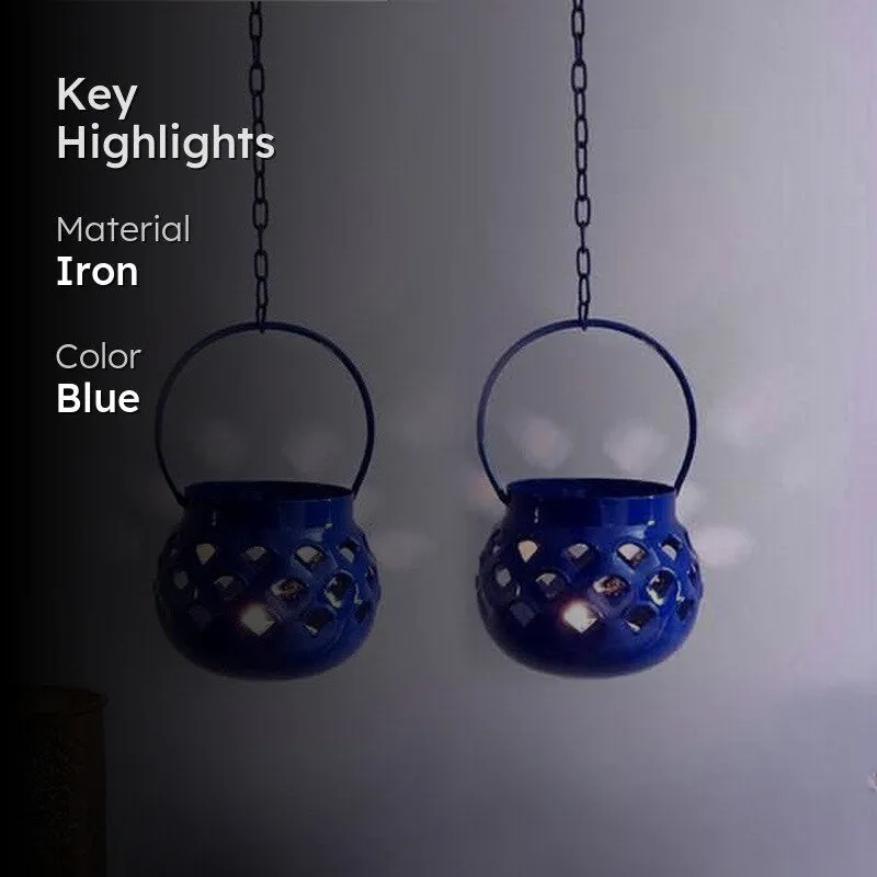 Marakki Matki Tealight Candle Holder (Blue) - Set Of Two media 2