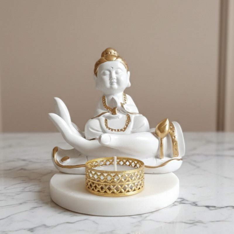 Buddha Hand Resin Round Tea Light Candle Holder media 5