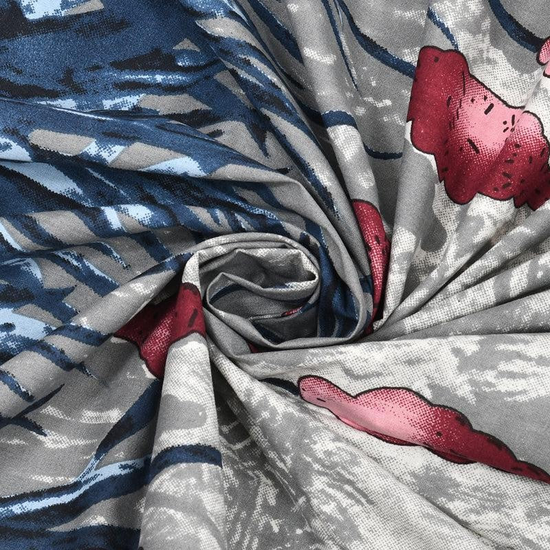 Doodle Dreams Floral Cotton  Bedsheet (Blue) - 140 TC media 4