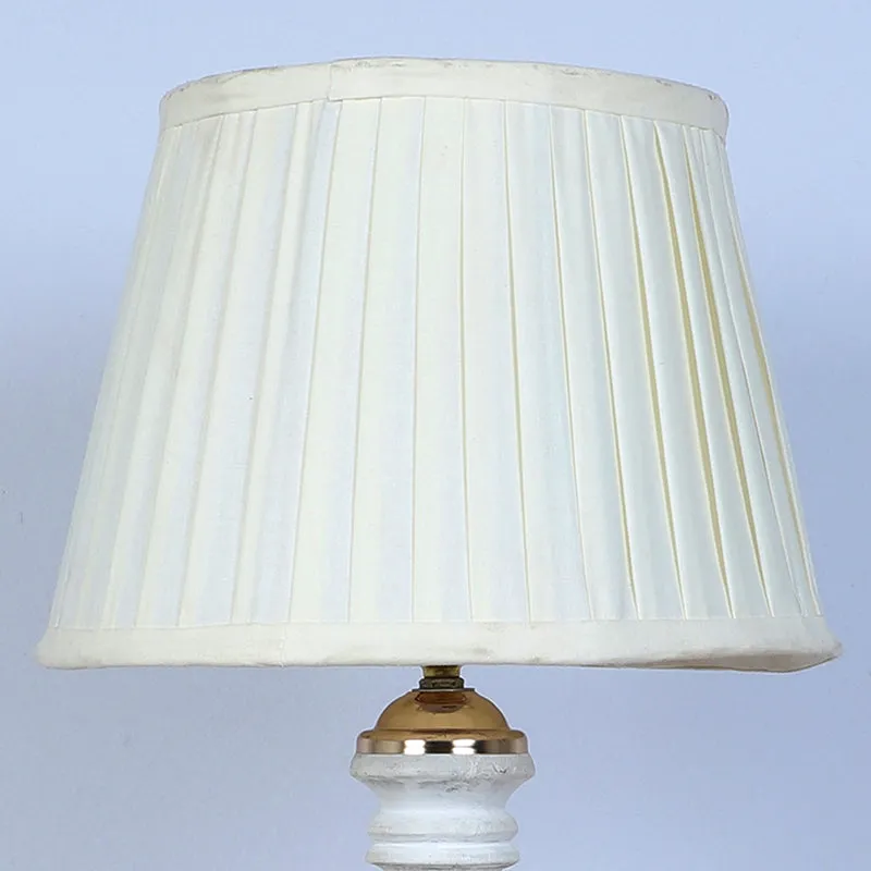 Gujo Coil Pleated Mango Wood Table Lamp - White media 4