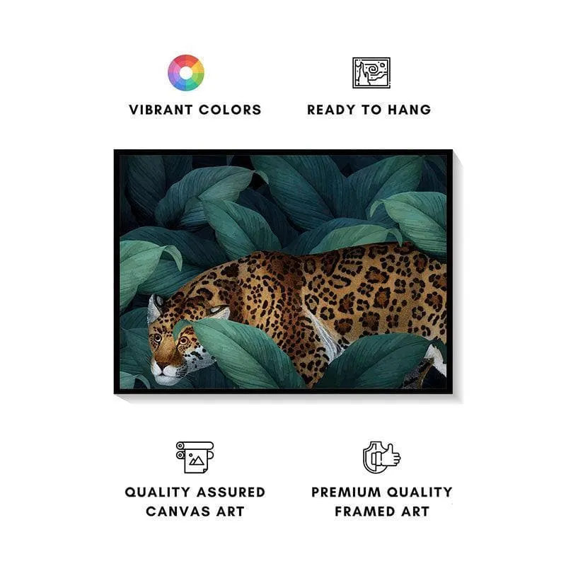 Cheetah In Jungle Canvas Wall Painting - Black Frame media 4