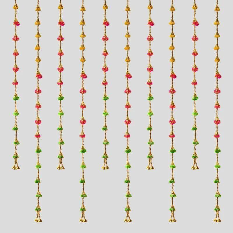 Pom Pom Decorative Latkan With Bells - Set Of Ten media 3