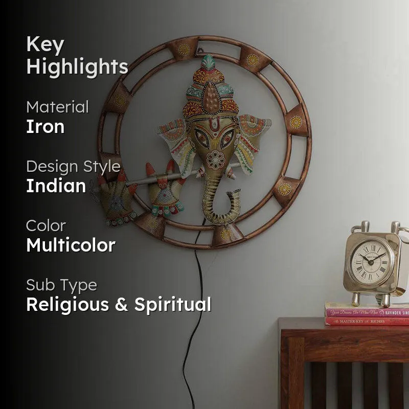 Vinayaka with Flute Iron Wall Accent media 2
