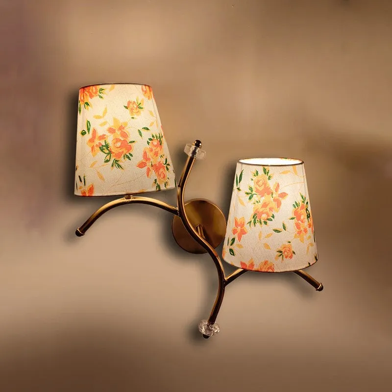 GlowStem Twin Cotton Wall Lamp - White & Orange media 6
