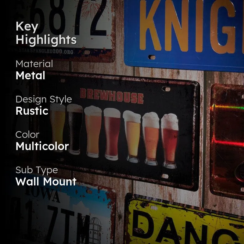 Brewhouse Beer Sign Plate Metal Wall Accent media 2
