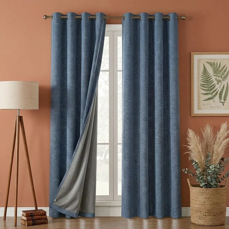 Form Ease Cotton Blackout Curtains (Navy Blue) - Set Of Two media 1