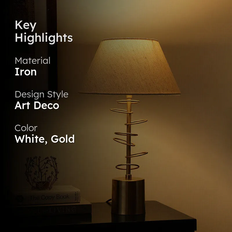 Fiana Cascading Rings Iron Table Lamp - White,Gold media 2