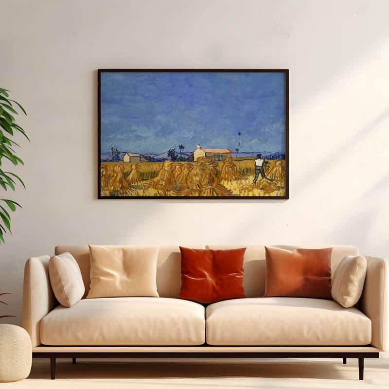 Harvest In Provence By Vincent Van Gogh - Black Frame