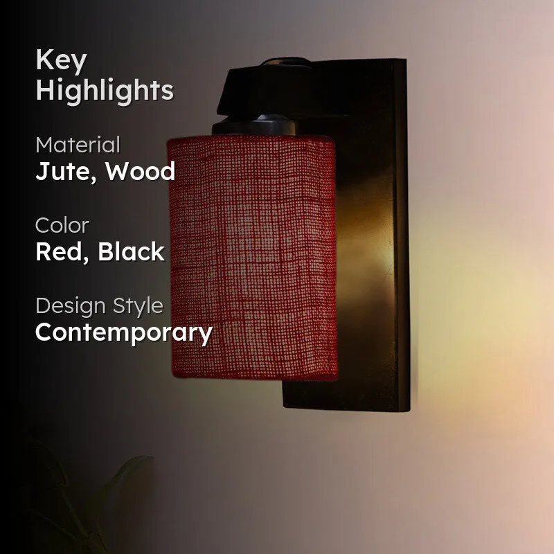 Eyrie Jute & Wooden Wall Lamp - Red media 2