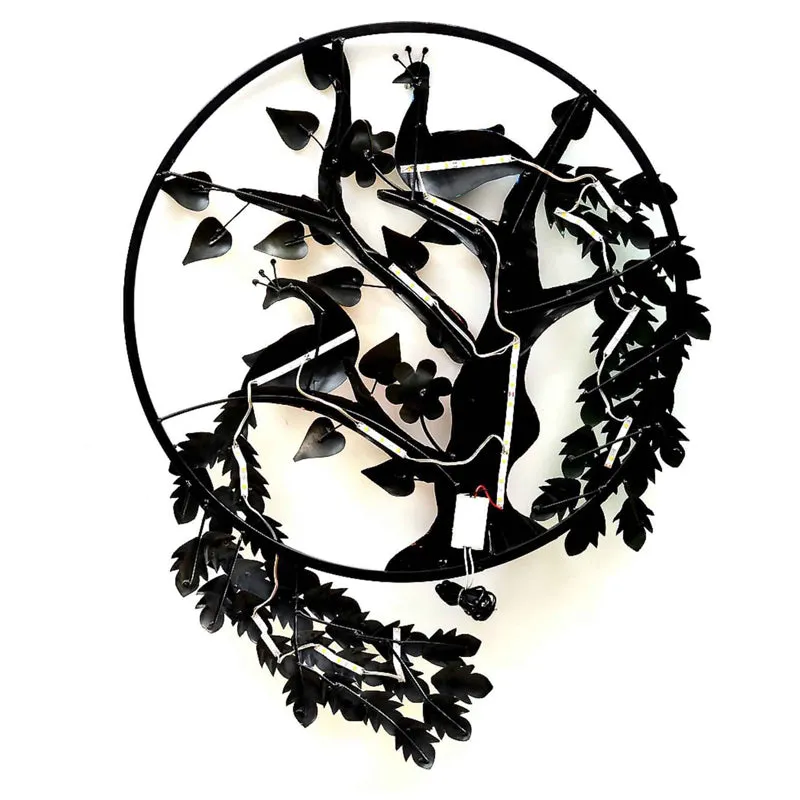 Peacock Pair in Tree Iron Wall Accent media 9