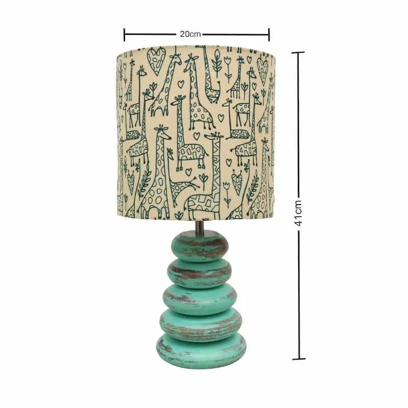Tall Tales Blue Wood Fabric Table Lamp - Beige,Brown media 7