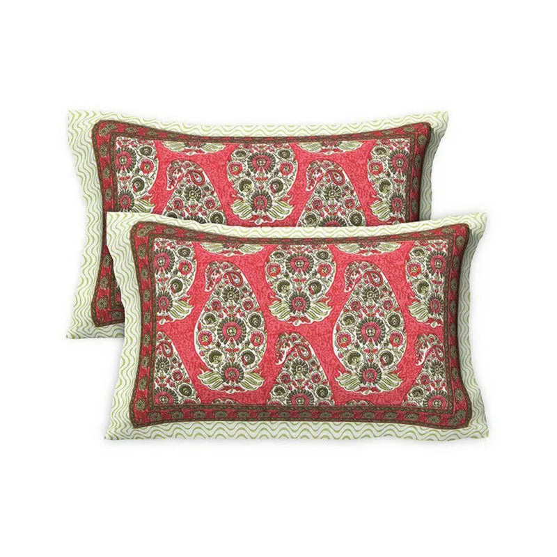 Floray Cotton Bedsheet (Red,Brown) - 240 TC media 6