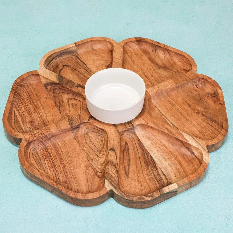 Wood Wave Dining (Wood,Ceramic) Platter - Two Piece Set media 4
