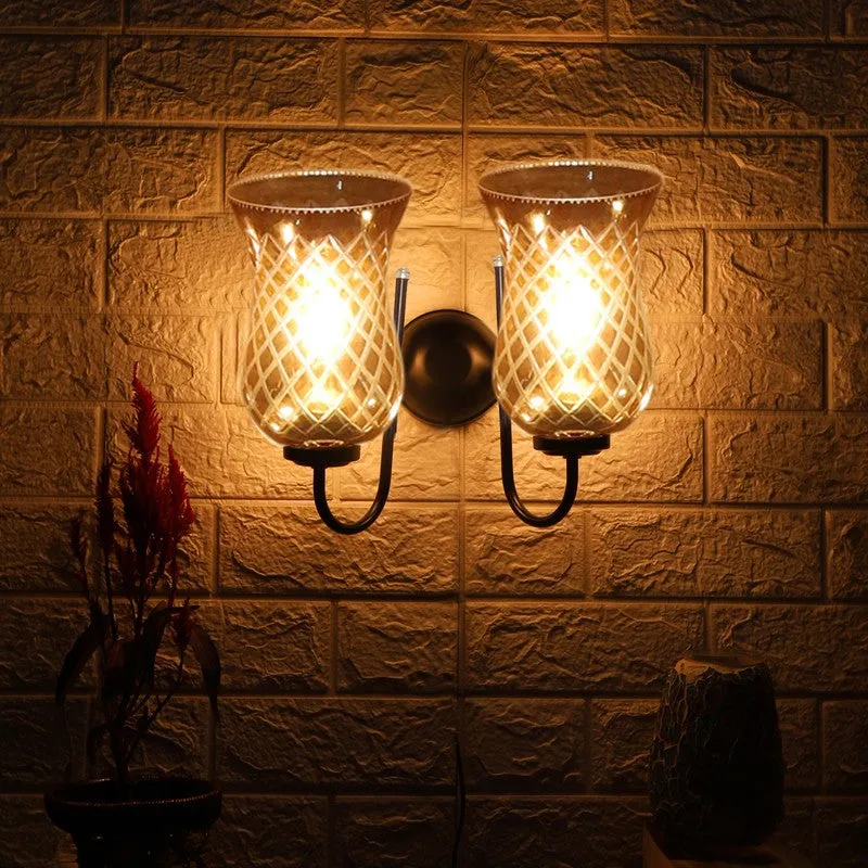 Honey Glow Twin Shade Glass Wall Lamp media 5