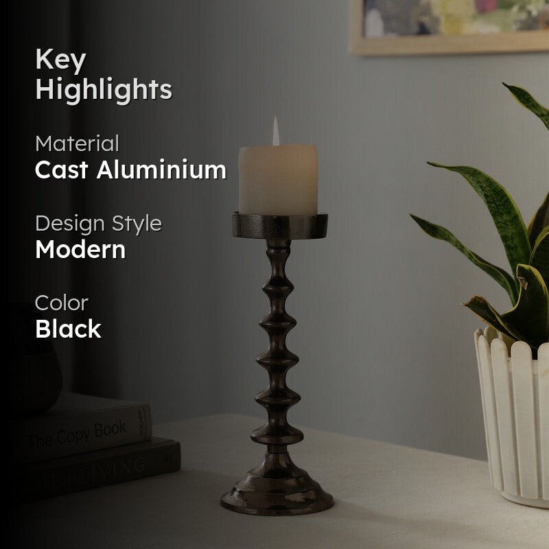 Heritage Pedestal Candle Holder - Black media 2