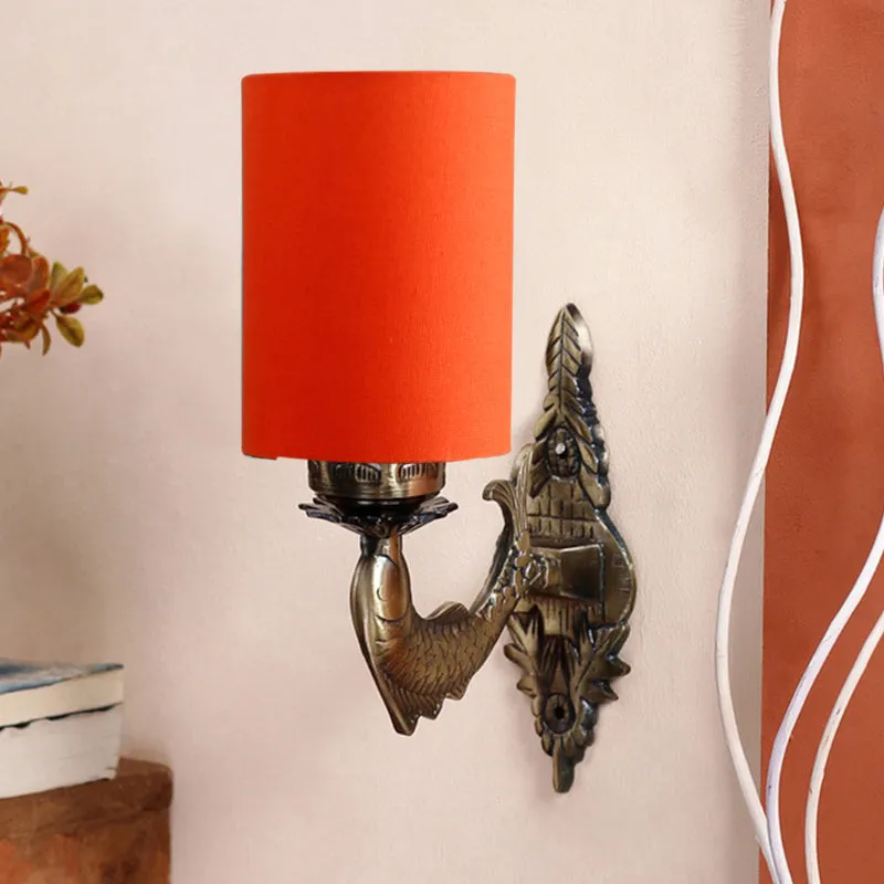 Ziada Stiva Cylindrical Fabric & Metal Wall Lamp - Orange media 3