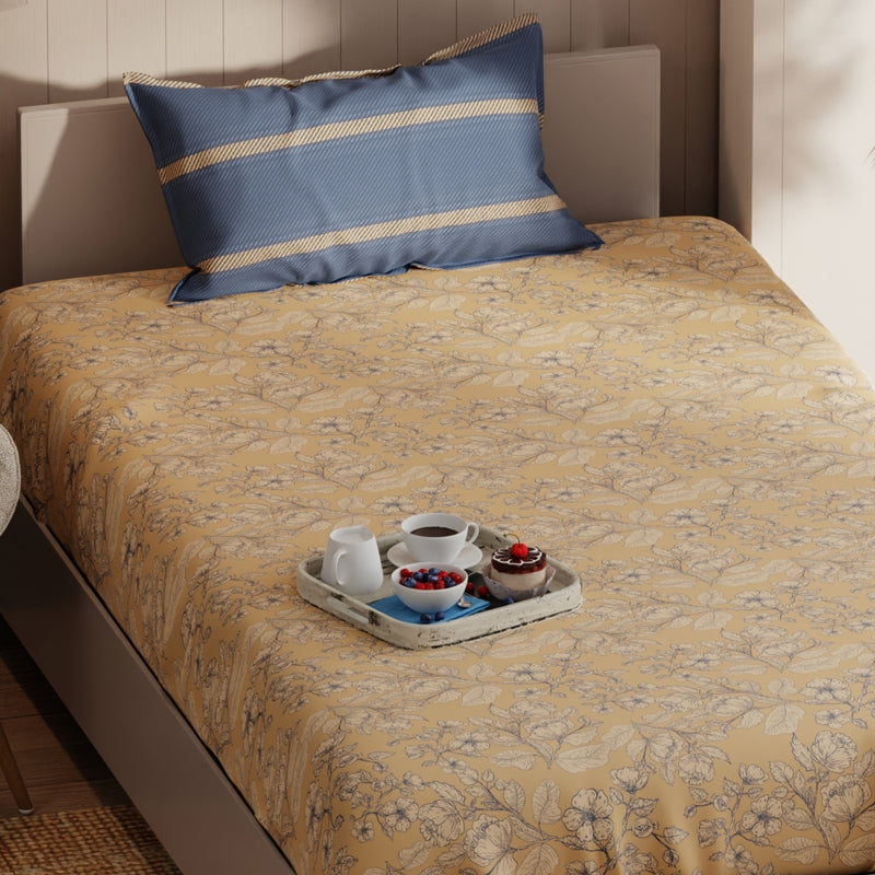 Blush Rest Single Microfiber Bedsheet (Beige) - 135 GSM media 5