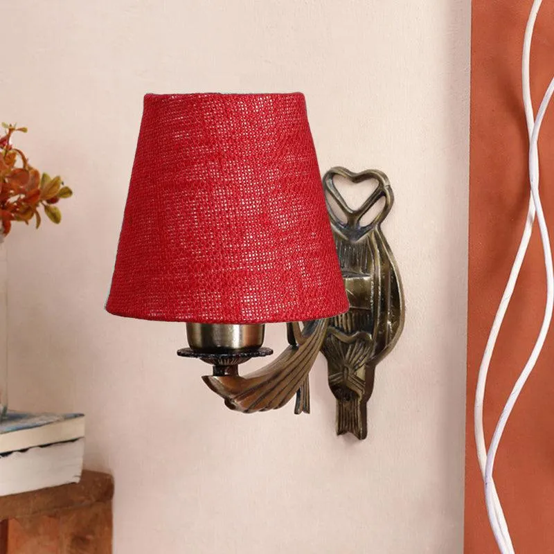 Love Gleam Atva Conical Fabric & Metal Wall Lamp - Maroon media 3