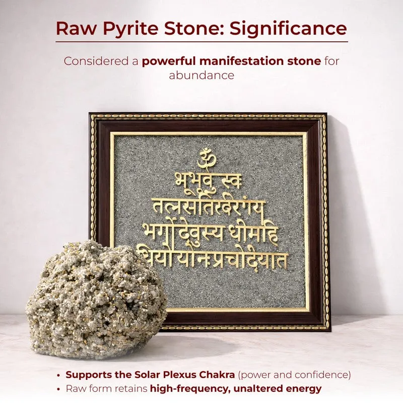 Divine Gayatri Mantra Pyrite & Wood Wall Art media 8