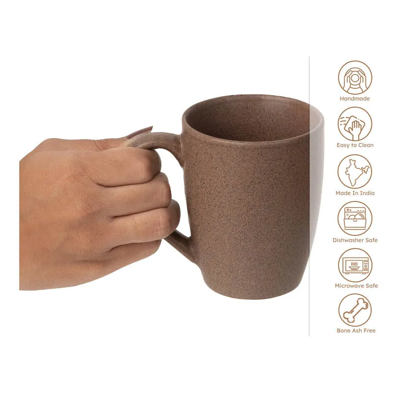 Sip & Style Ceramic Coffee Mug (Brown/300 mL Each) - Set Of Four media 6