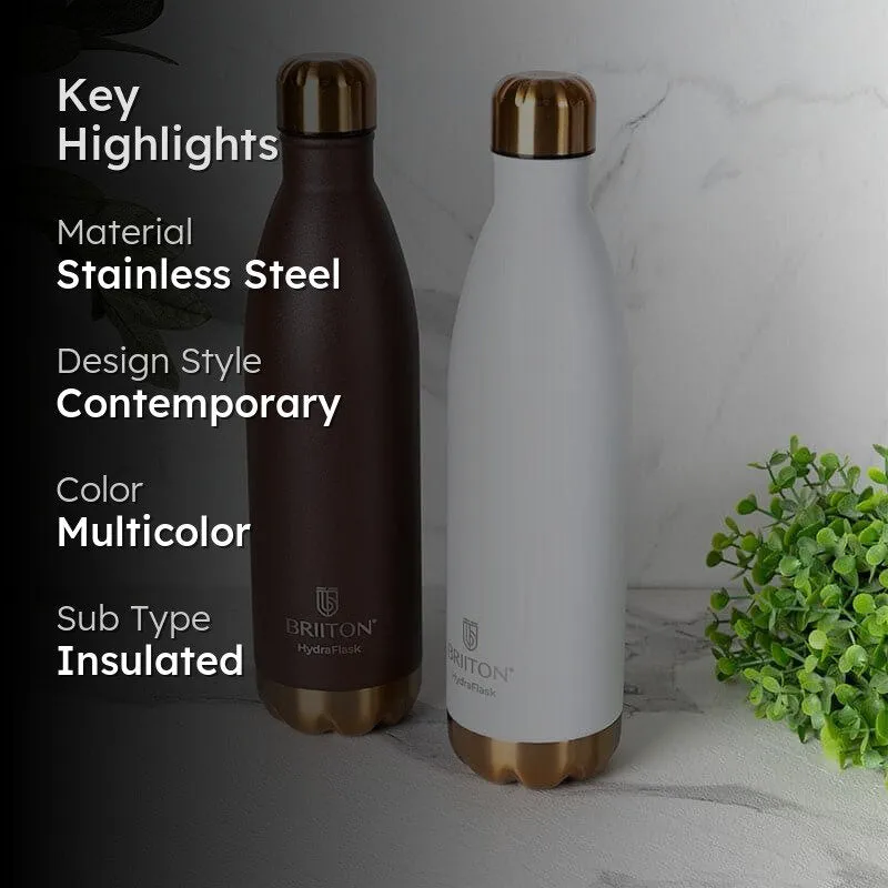 Ferusa Hot & Cold Thermos Water Bottle (Brown & White, 750 mL Each) - Set Of Two media 2