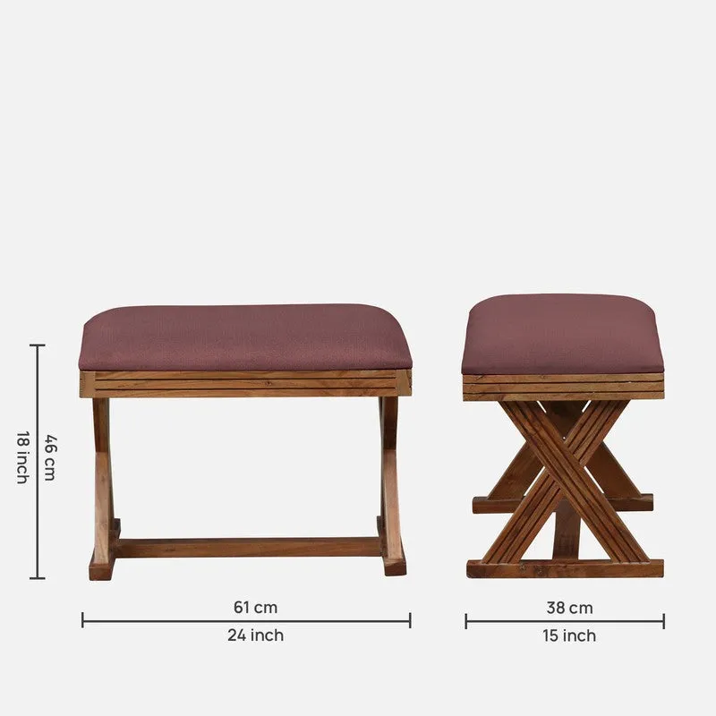 CrossCraft Sheesham Wood Ottomans & Pouffe - Pink media 9