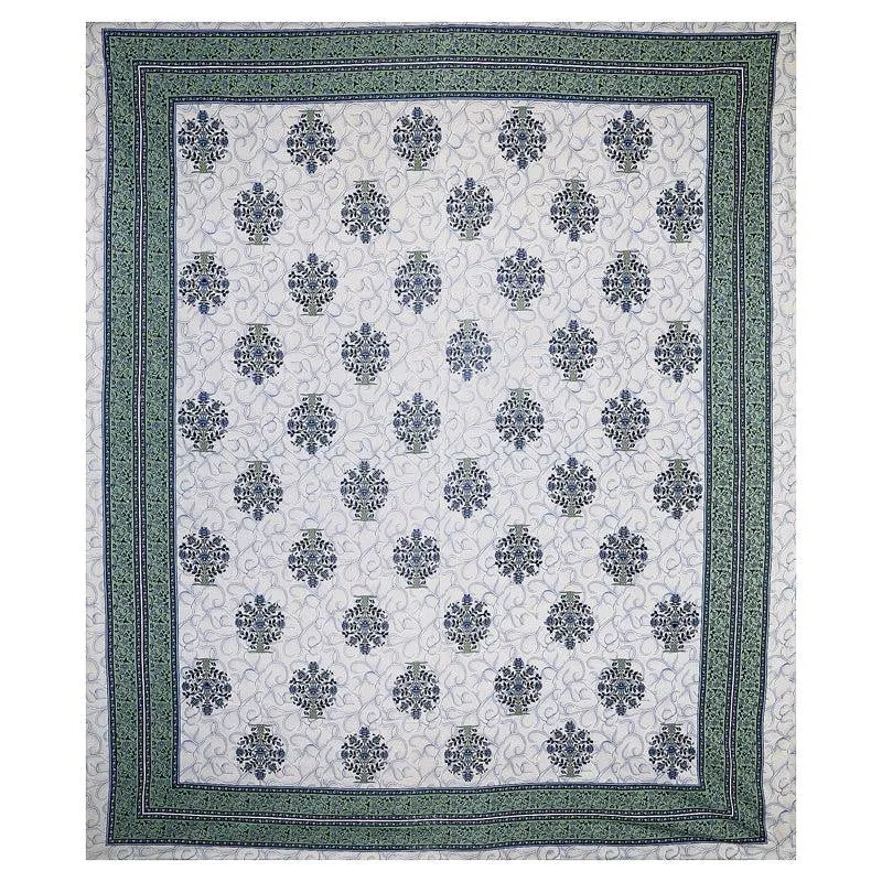 Anant Floral Cotton Bedsheet (Green) - 144 TC media 5
