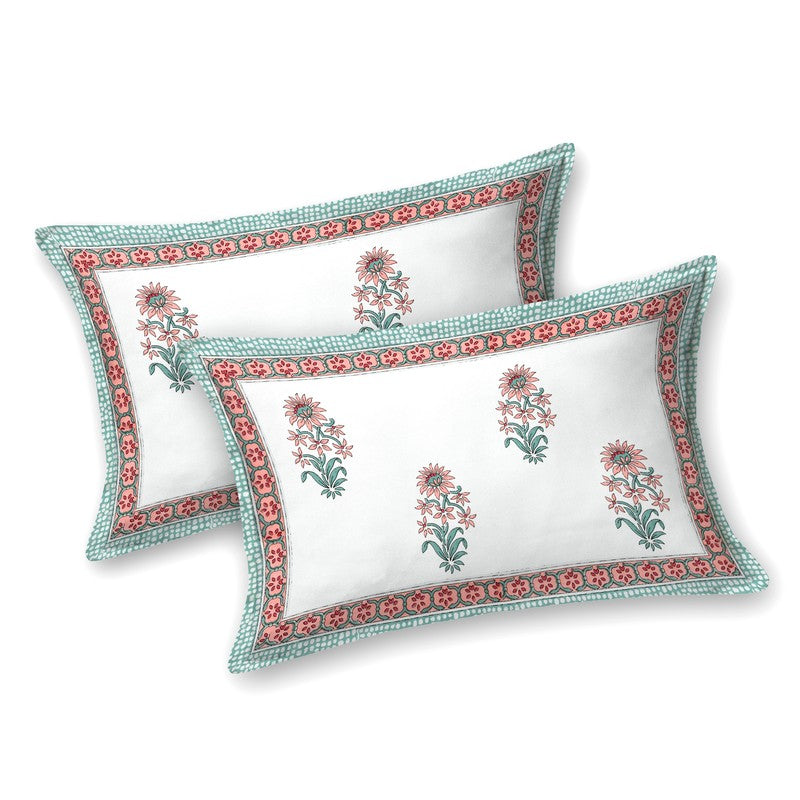 OvoFloro Handblock Printed Cotton Bedsheet (Red) - 400 TC media 4