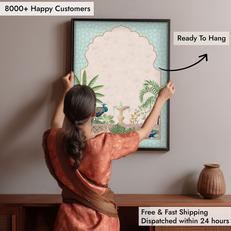 Gul-E-Peacock Framed Mughal Canvas Wall Painting media 8