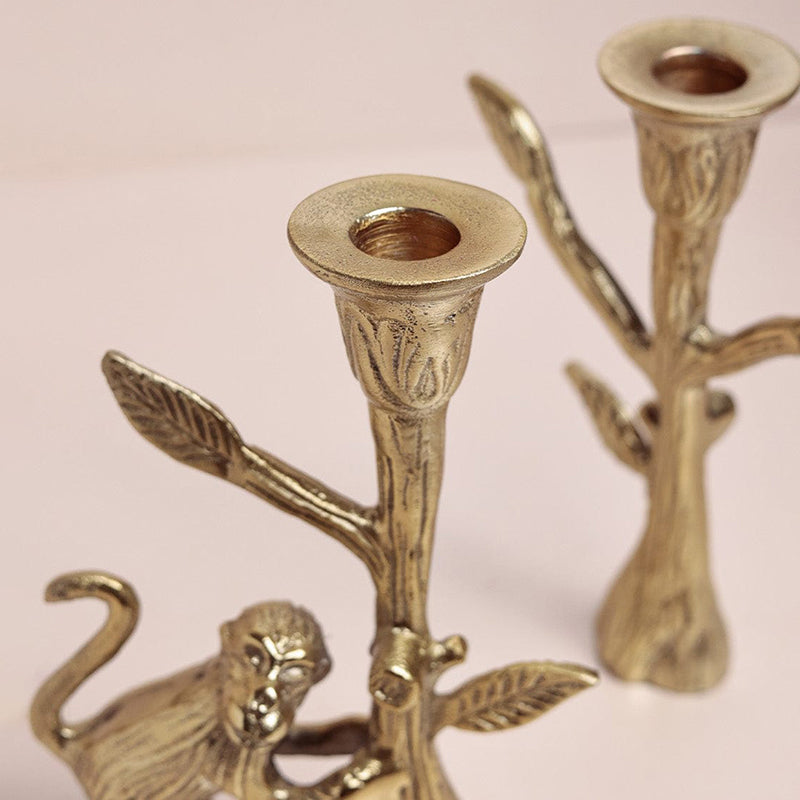 Chimp Charm Brass Candle Holder - Set Of Two media 5