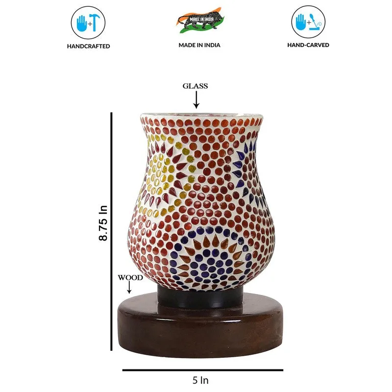 Crystalin Mosaic Glass Table Lamp With Wooden Base - Multicolor media 8