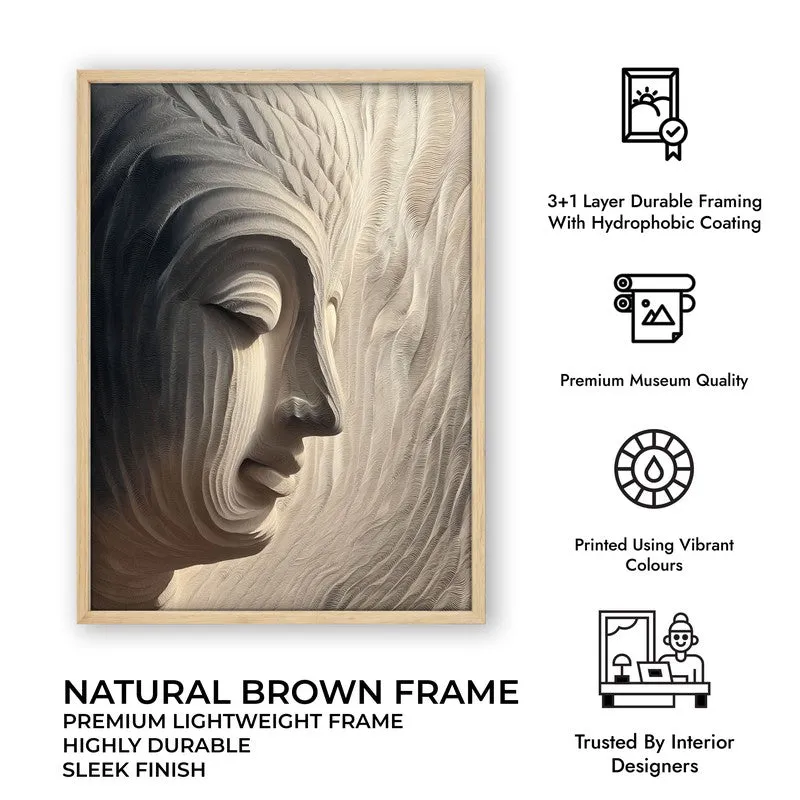 Awakened Buddha Archival Paper Wall Painting With Brown Frame media 9