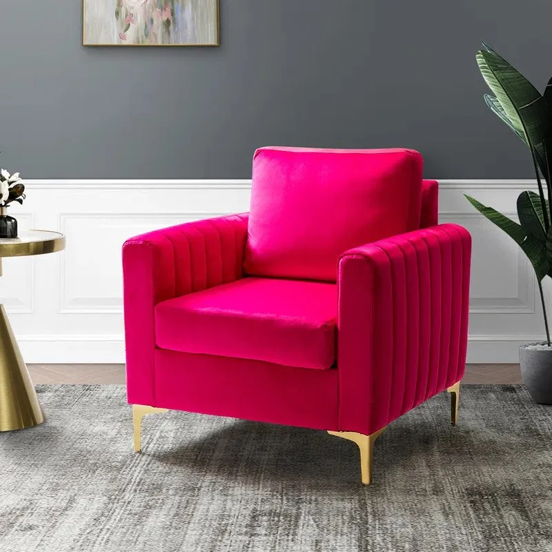 Baseo Neem Wood Accent Chair - Pink media 4