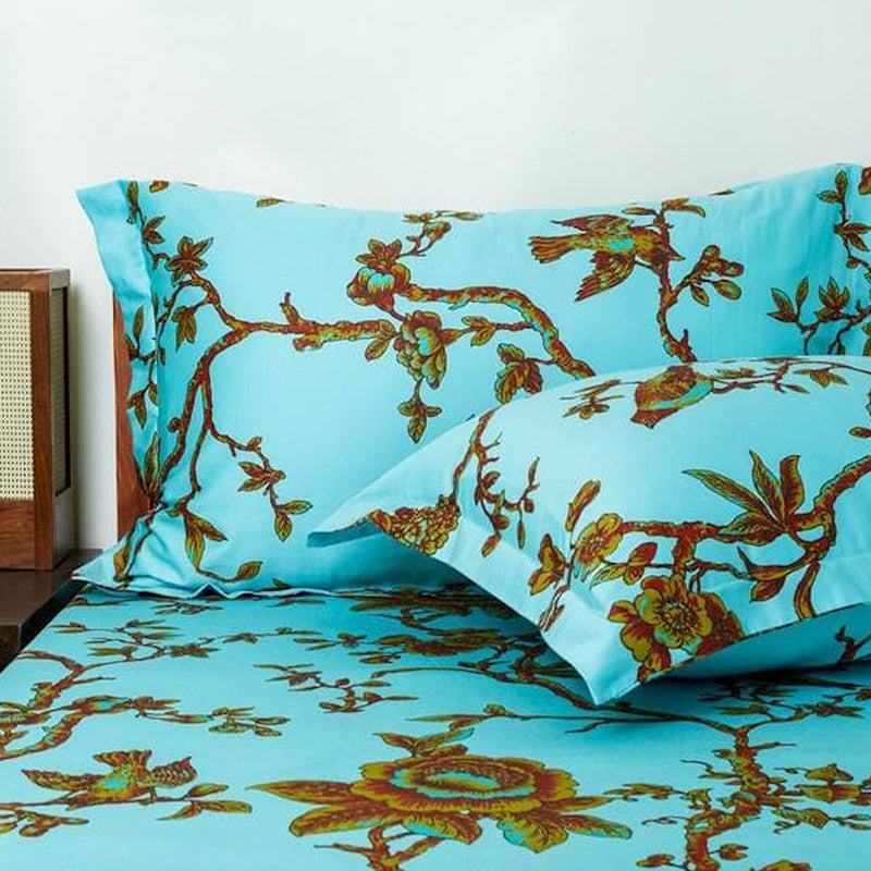 Anaidda Printed Cotton Bedsheet (Blue) - 300 TC media 6