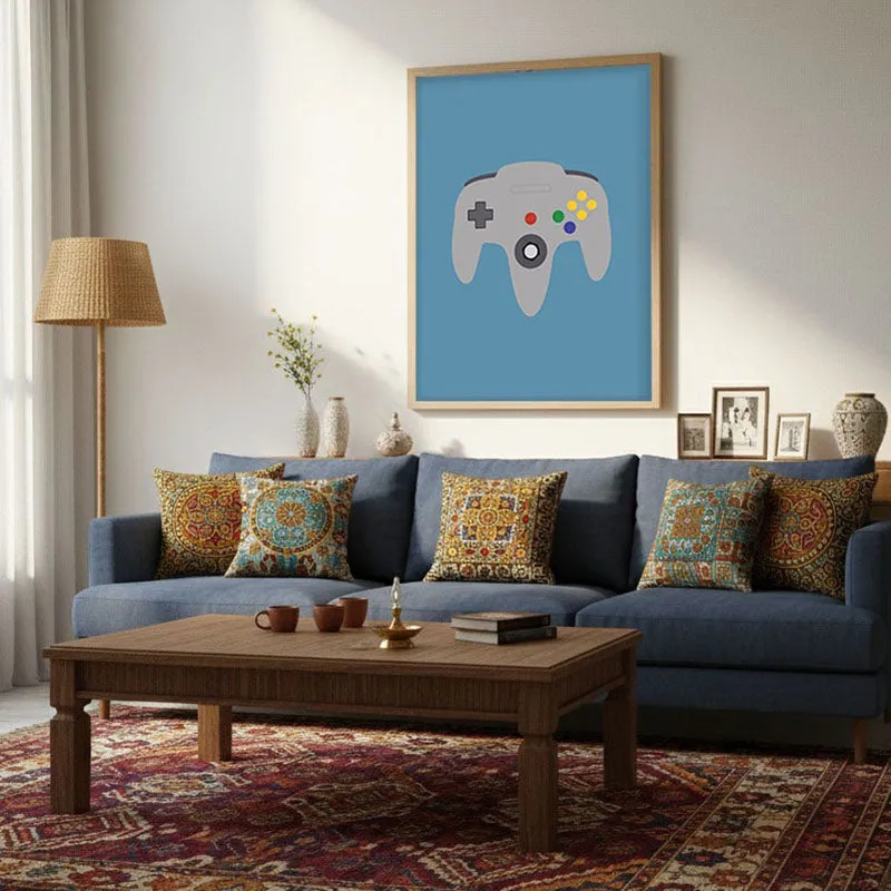Joystick Saga Framed Canvas Archival Canvas Wall Painting - Natural Brown Frame media 3