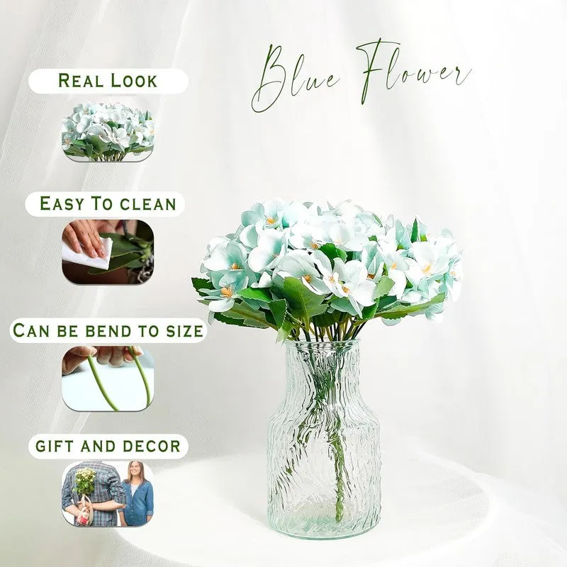 Blooms Hydrangea Artificial Flowers (Blue) - Set Of Two media 4