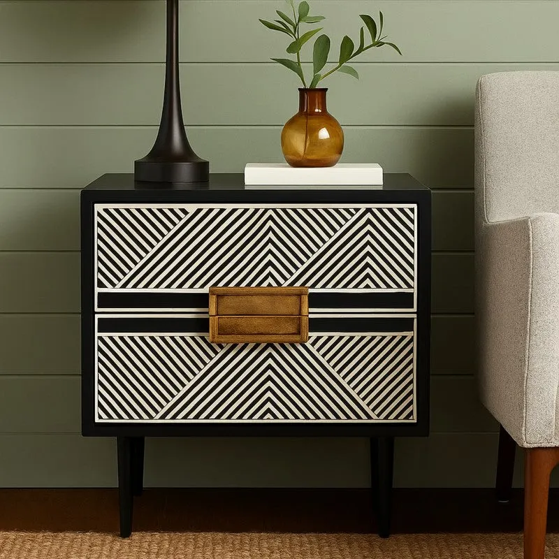 Sleek Black Mother of Pearl Side Table media 1