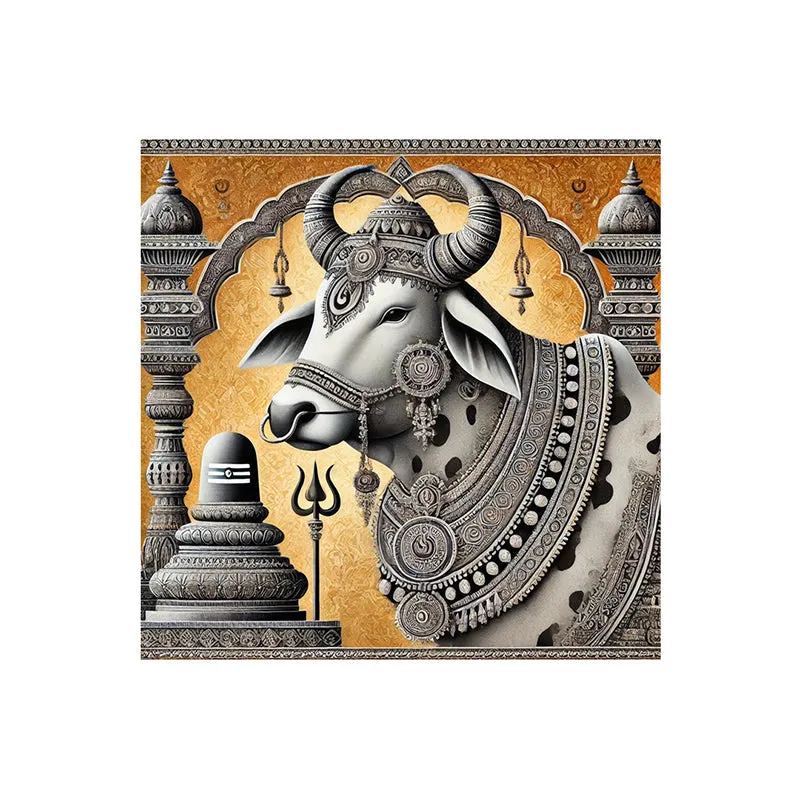 Sacred Bull Of Shiva Poly Canvas Wall Painting media 4