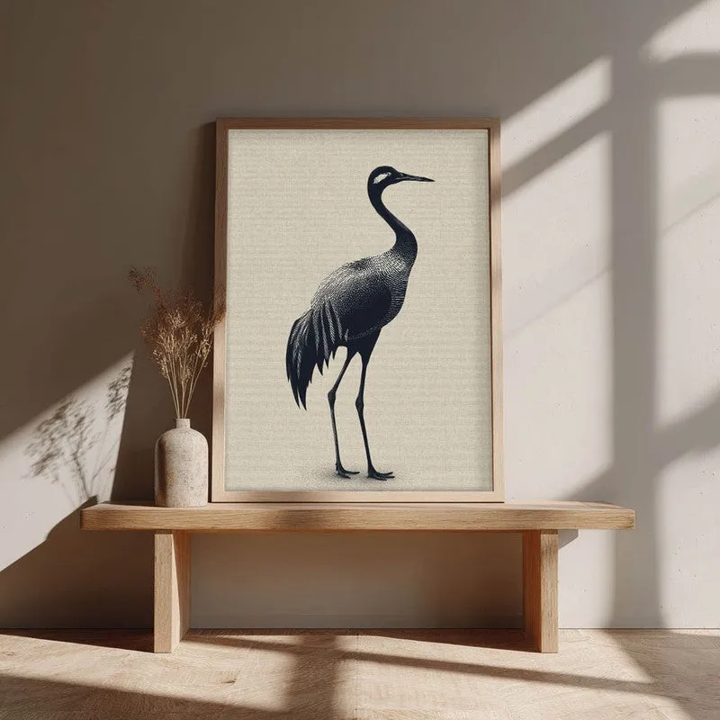 Graceful Crane Canvas Wall Painting With Brown Frame media 5