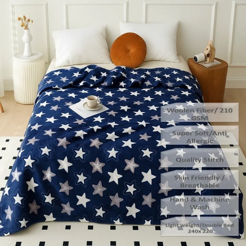 Bluetide Abstract Woolen Blanket (Blue) - 210 GSM media 7