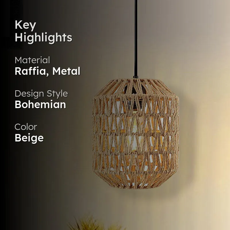 Casa Cane Oval Raffia Ceiling Lamp - Beige media 2
