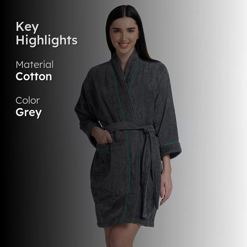 Nautica Cashmere Dreams Cotton Bath Robe - Dark Grey media 2