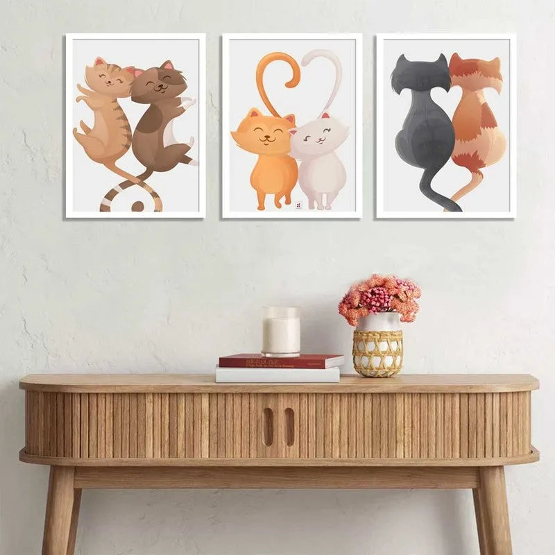 KittyLove Paper Wall Painting With MDF Frame - Set Of Three media 3