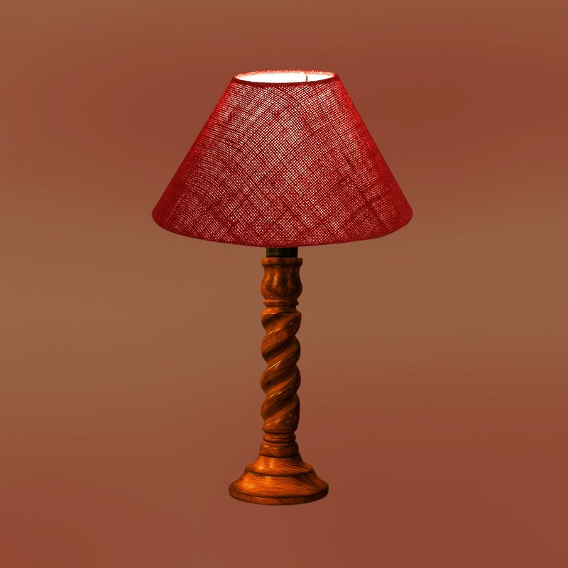 Elvane Aiven Wooden Table Lamp - Maroon media 7