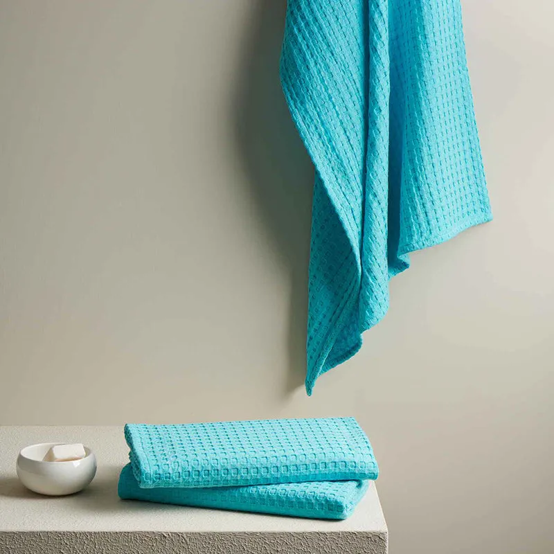 Alyssa Pebble Textured Waffle Towel Combo (Aqua) - Four Piece Set media 5