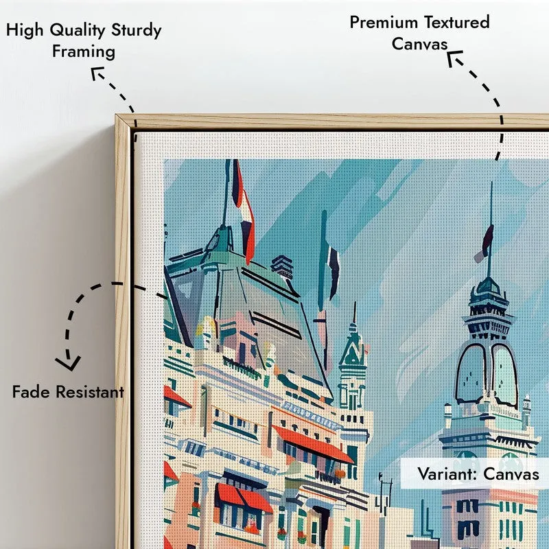 Vintage Buenos Aires Framed Canvas Archival Canvas Wall Painting - Natural Brown Frame media 6