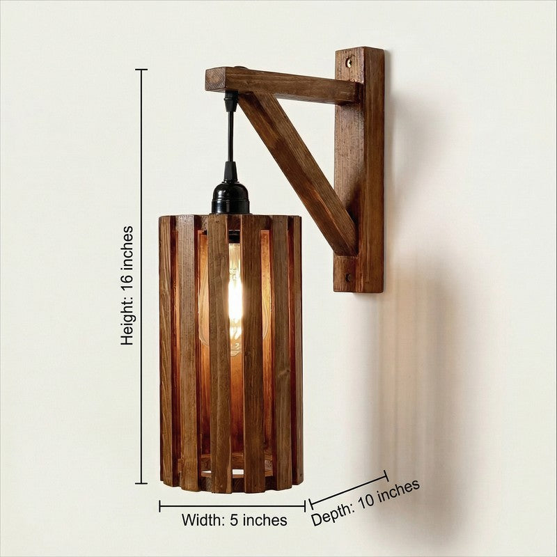LinearStripe Wooden Wall Lamp - Brown media 8